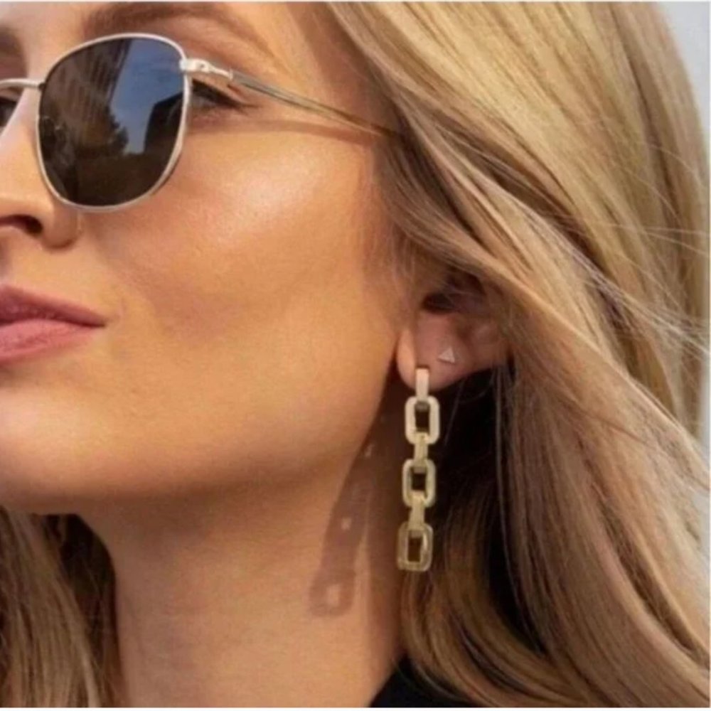 EDDIE BORGO Supra Chain Chunky Link 12k Gold Earrings